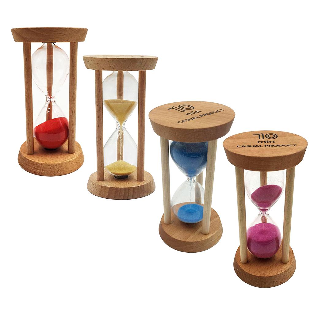4 Pieces 10 Minutes Wooden Frame Sand Timer Hourglass Home Decor