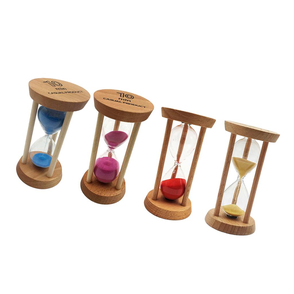 4 Pieces 10 Minutes Wooden Frame Sand Timer Hourglass Home Decor