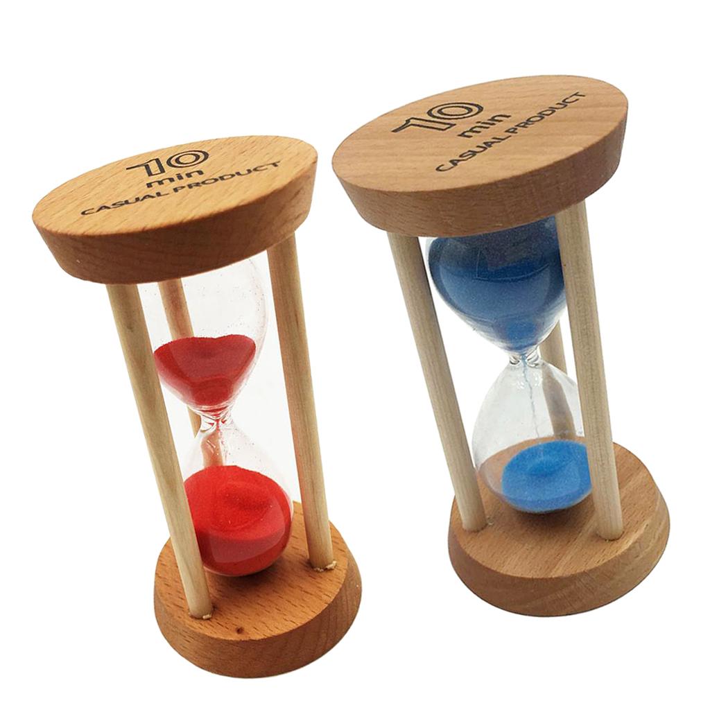 2 Pieces 10 Minutes Wooden Frame Sand Timer Hourglass Home Decor