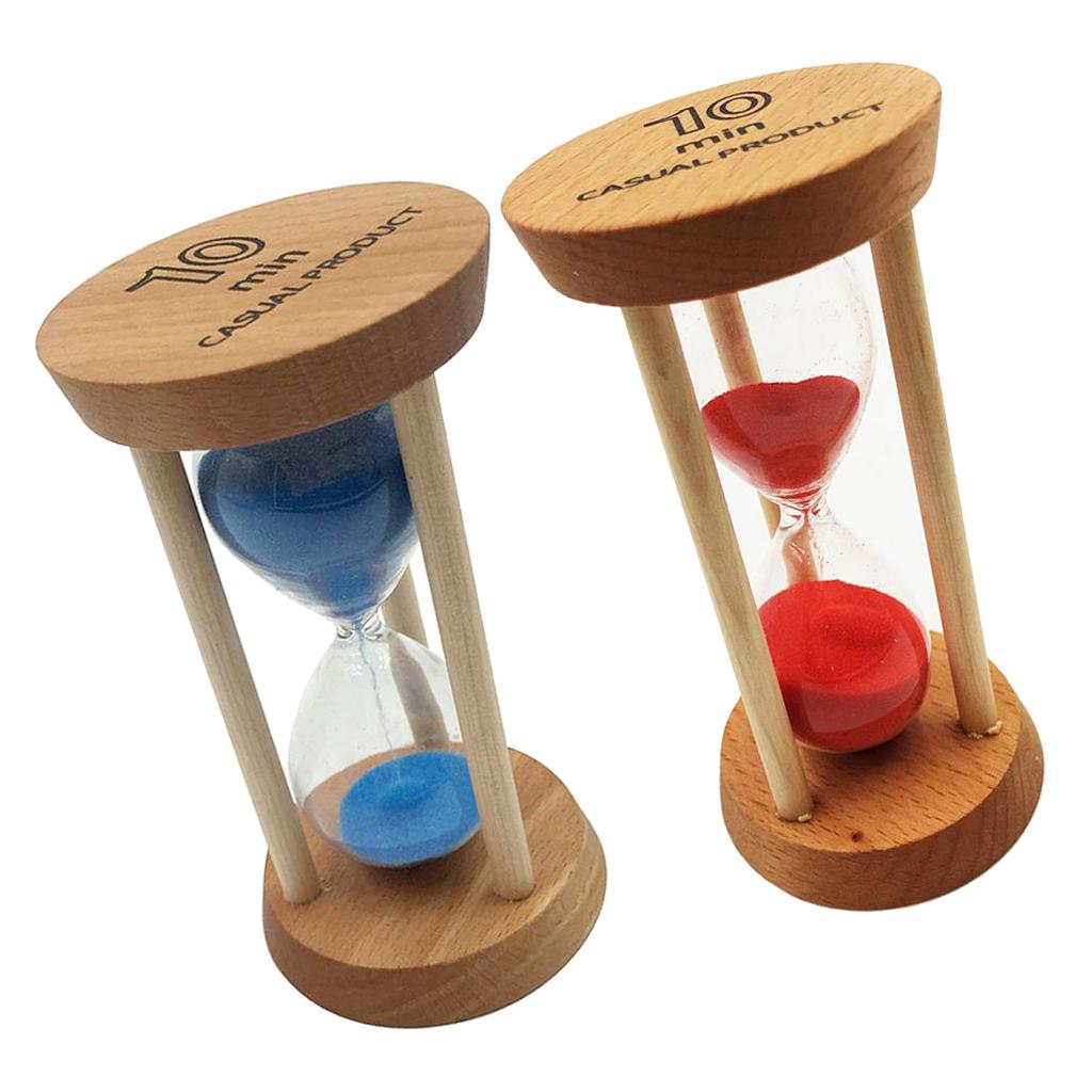 2 Pieces 10 Minutes Wooden Frame Sand Timer Hourglass Home Decor