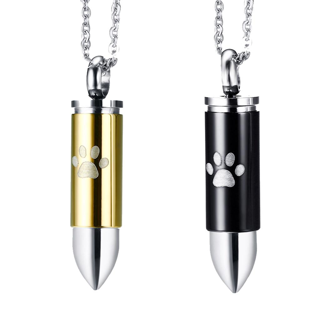 2pcs Dog Paw Stainless Steel Cremation Jewelry Memorial Urn Necklace