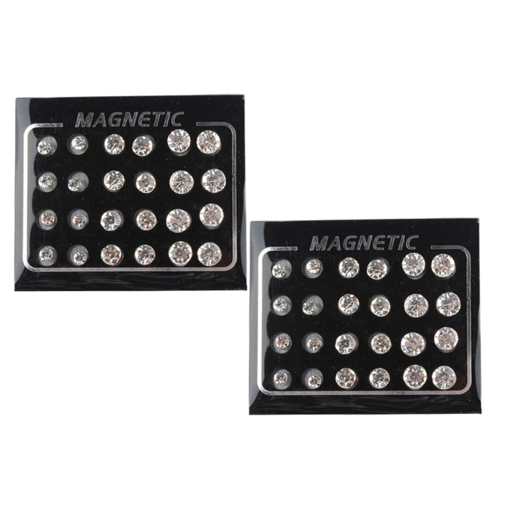 24 Pairs 4mm/6mm/7mm Men Unisex Studs Magnetic Earrings Silver Non Piercing