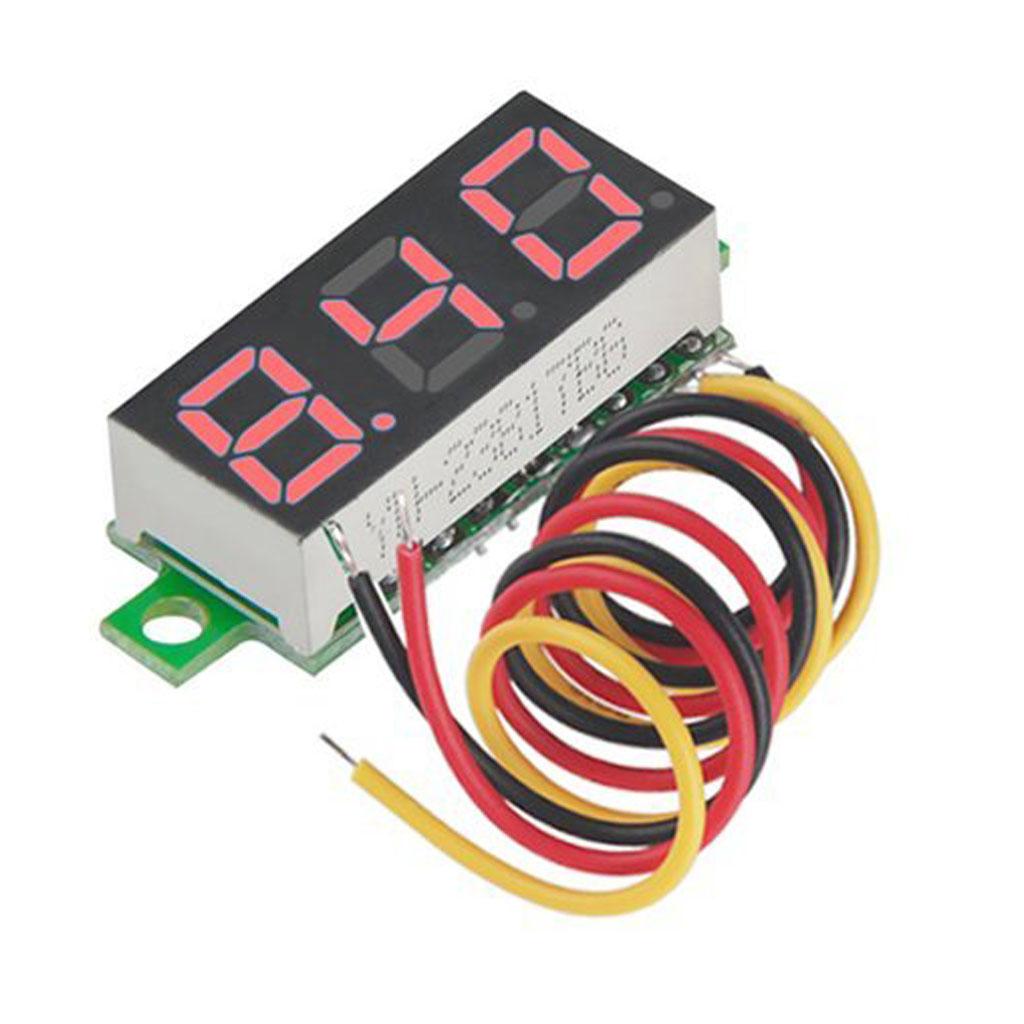 4Pcs 0.28Inch 3 Wire LED DC 0-100V Voltmeter Digital Voltage Meter Tester