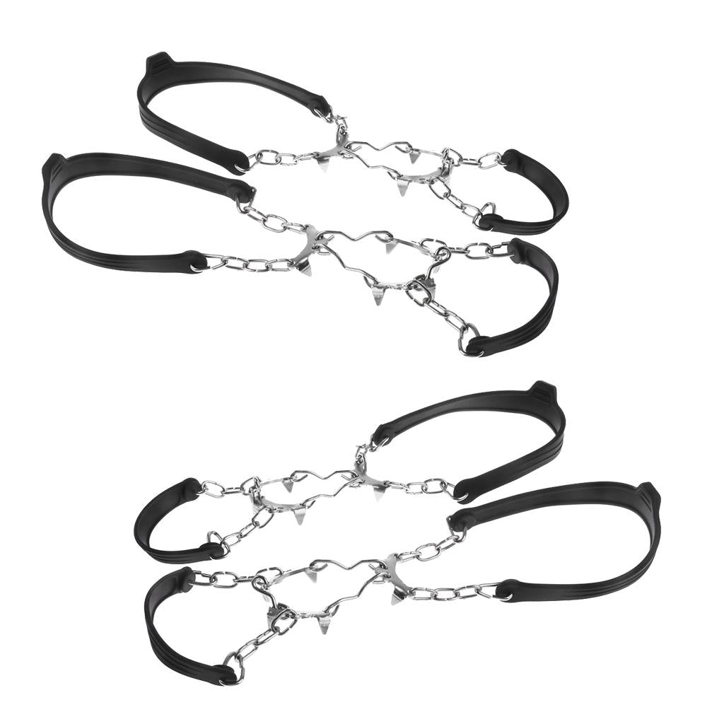 2 Pairs 6 Teeth Anti Slip Ice Snow Shoe Grips Crampon Traction Walk Cleats