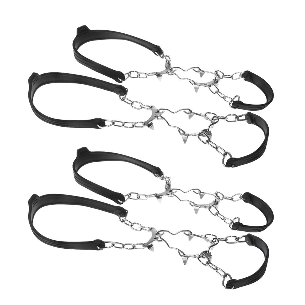 2 Pairs 6 Teeth Anti Slip Ice Snow Shoe Grips Crampon Traction Walk Cleats