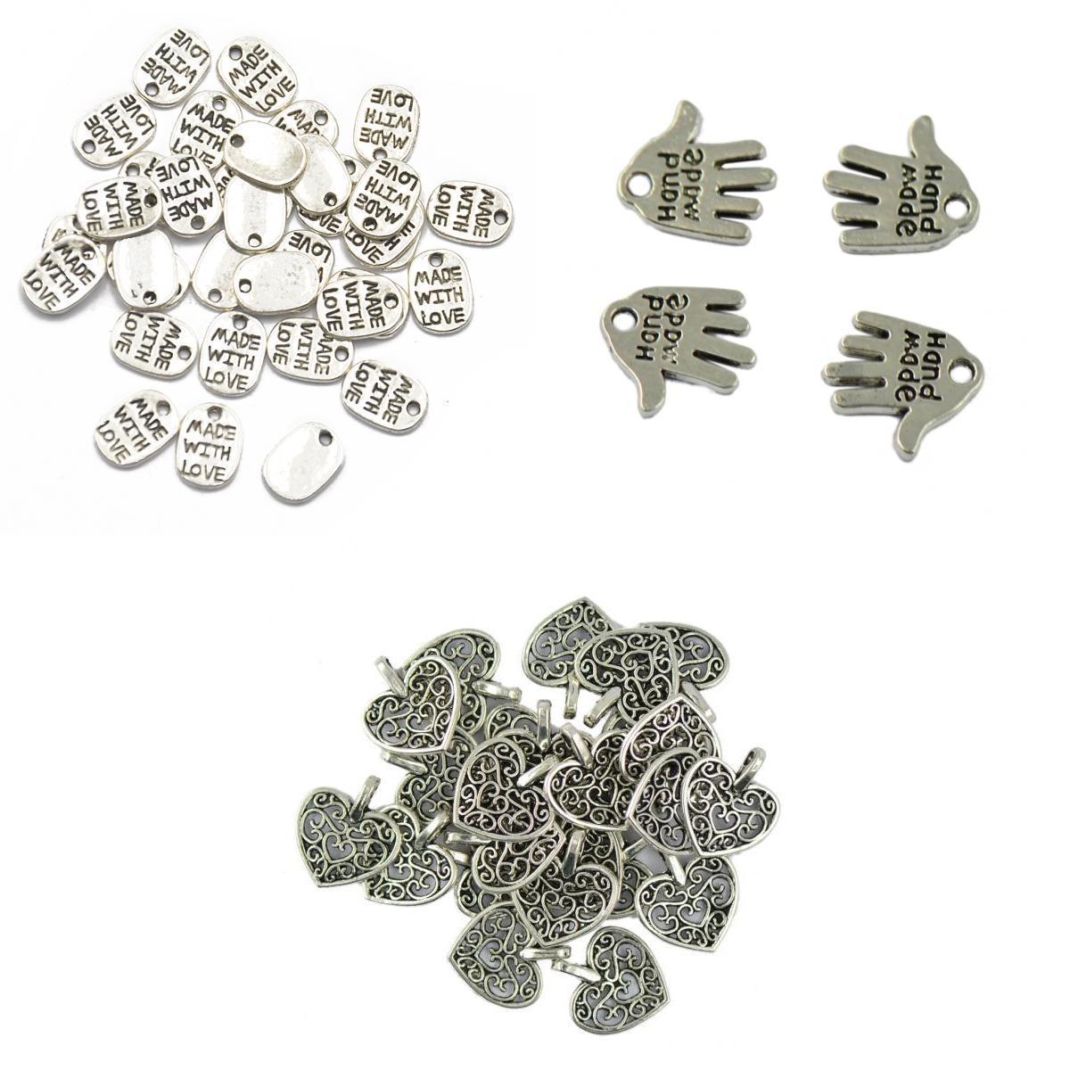 150 Piece Silver Heart Charms Pendant for DIY Jewelry Making Findings Craft