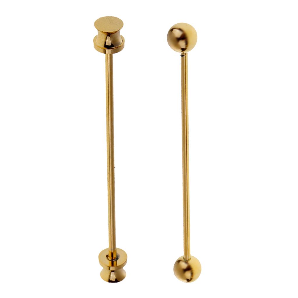 2 Pieces Gold Tone Pin Round Barbell Collar Tie Clip Bar Necktie Tie Pin