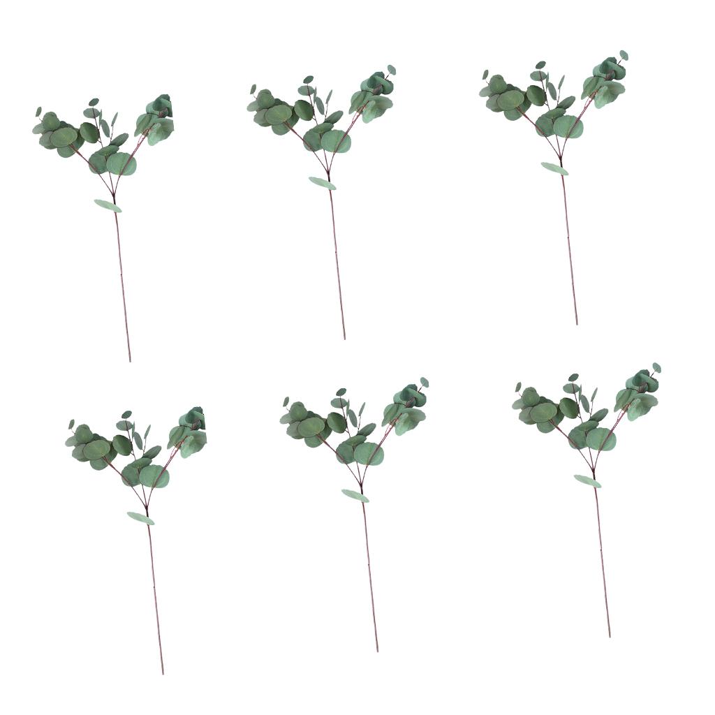 6x Branch Artificial Eucalyptus Leaves Silk Simulation Leaves Home Decor