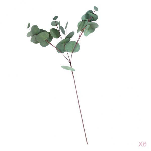 6x Branch Artificial Eucalyptus Leaves Silk Simulation Leaves Home Decor