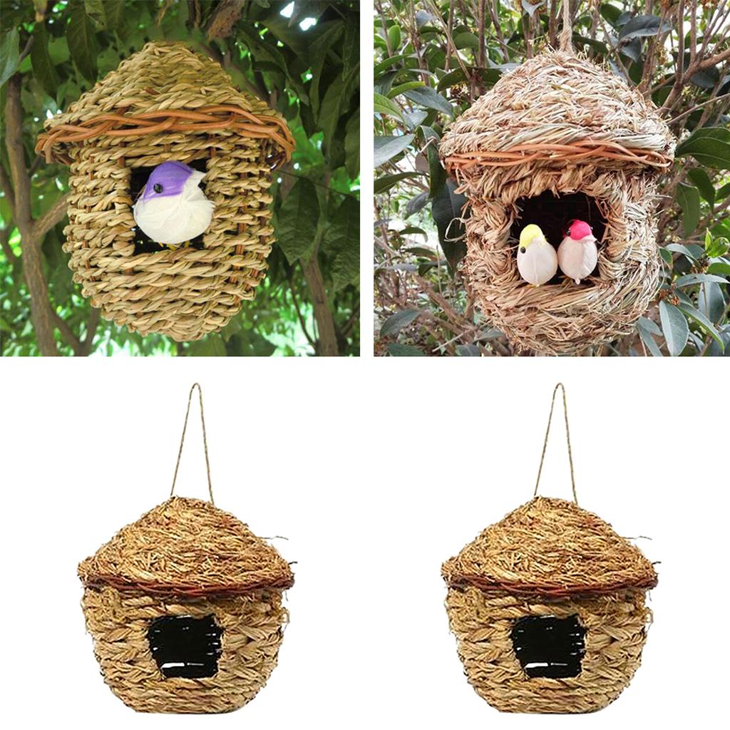 2x Grass House 12cm Handwoven Straw Bird Nest Hatching Breeding Grass Cave