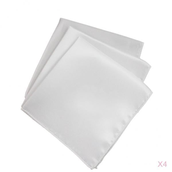 40pcs Mens Solid Pocket Square Handkerchief Wedding Party Decor Hanky White