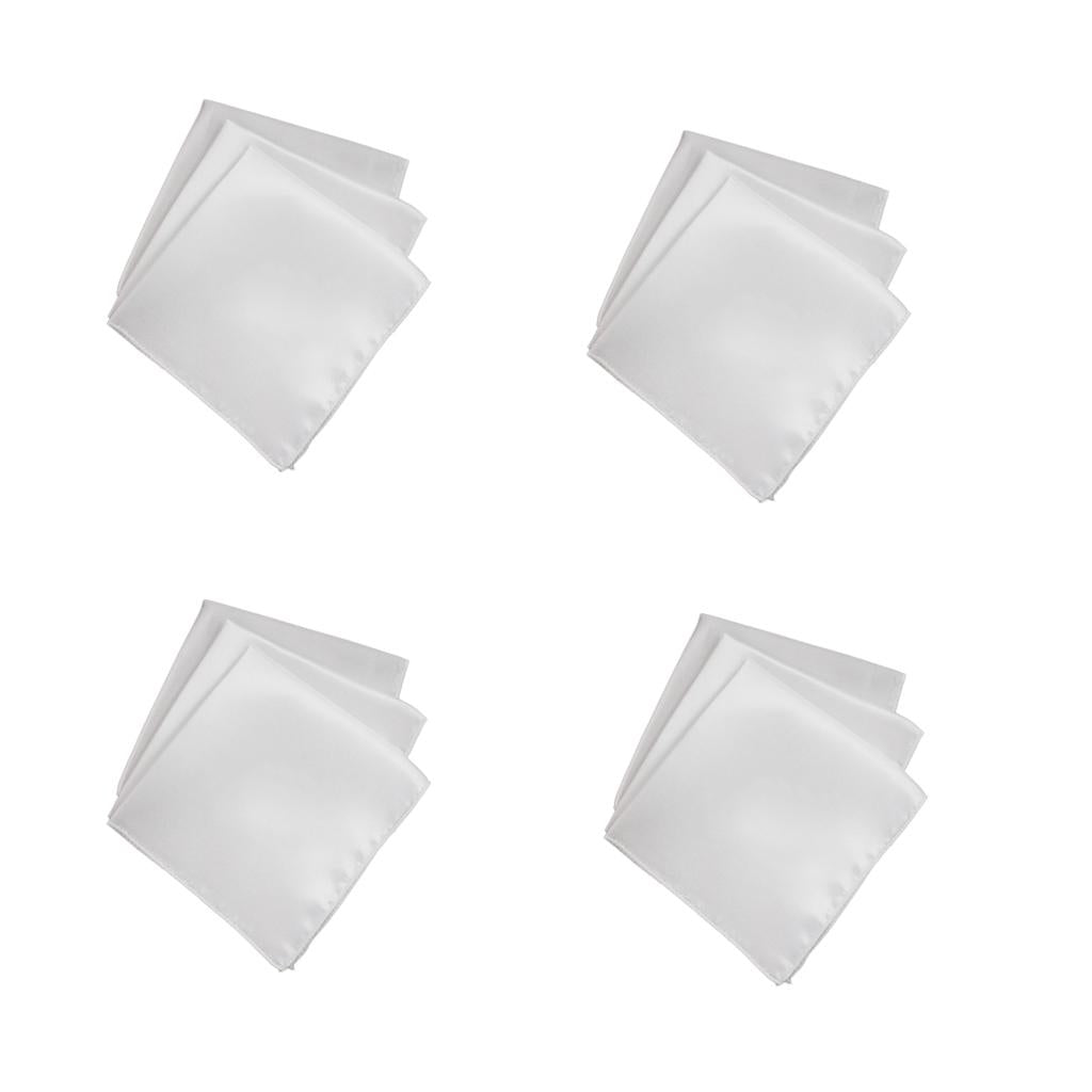 40pcs Mens Solid Pocket Square Handkerchief Wedding Party Decor Hanky White