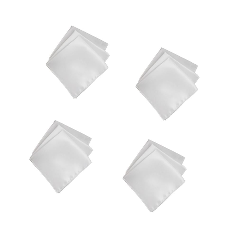 40pcs Mens Solid Pocket Square Handkerchief Wedding Party Decor Hanky White