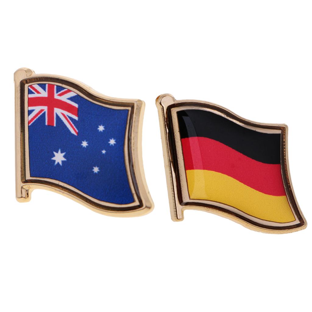 2pcs National Metal Flag Pin Badge Enamel Badge for Lapel Tie Bag Decal