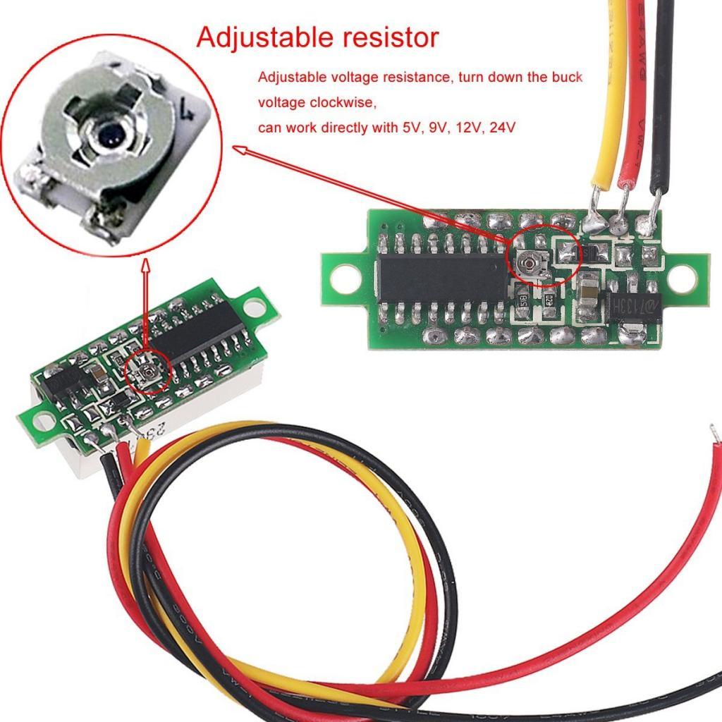 3Pcs 0.28 3 Wire LED DC 0-100V Voltmeter Digital Voltage Meter Tester Red"