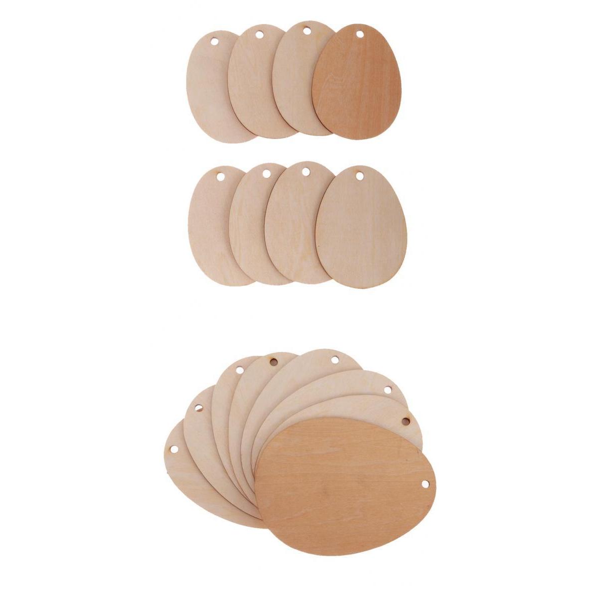 35 Pieces Wooden Shape Unfinished Egg Embellishments with Hole 80mm 150mm