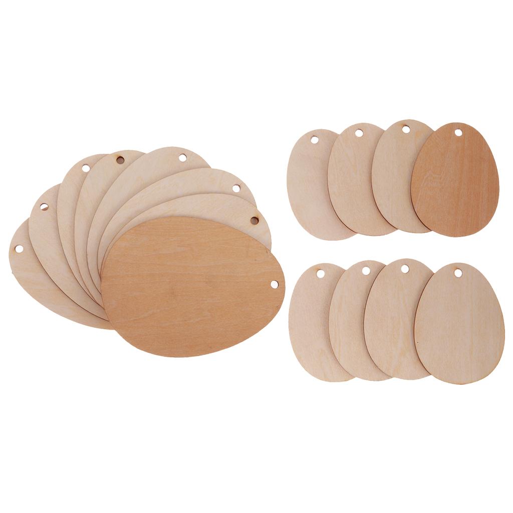 35 Pieces Wooden Shape Unfinished Egg Embellishments with Hole 80mm 150mm
