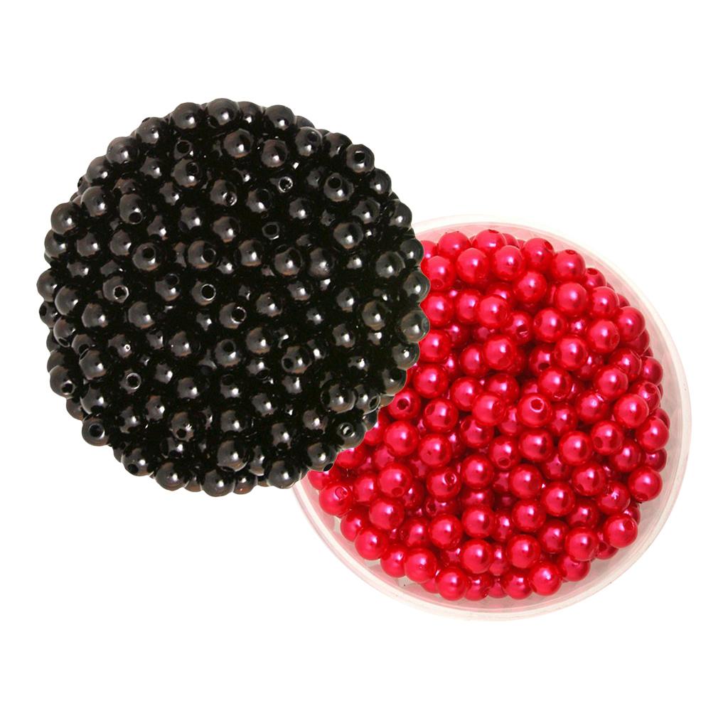 1000 Pieces 6mm Round Plastic Imitation Pearl Spacer Beads Craft Black Red