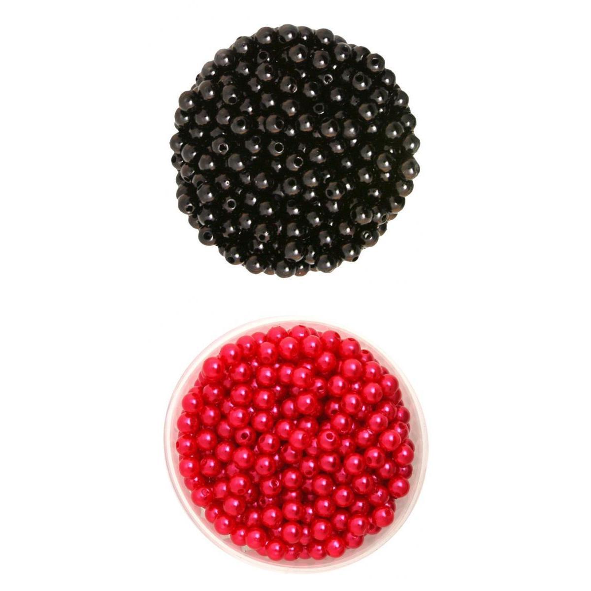1000 Pieces 6mm Round Plastic Imitation Pearl Spacer Beads Craft Black Red