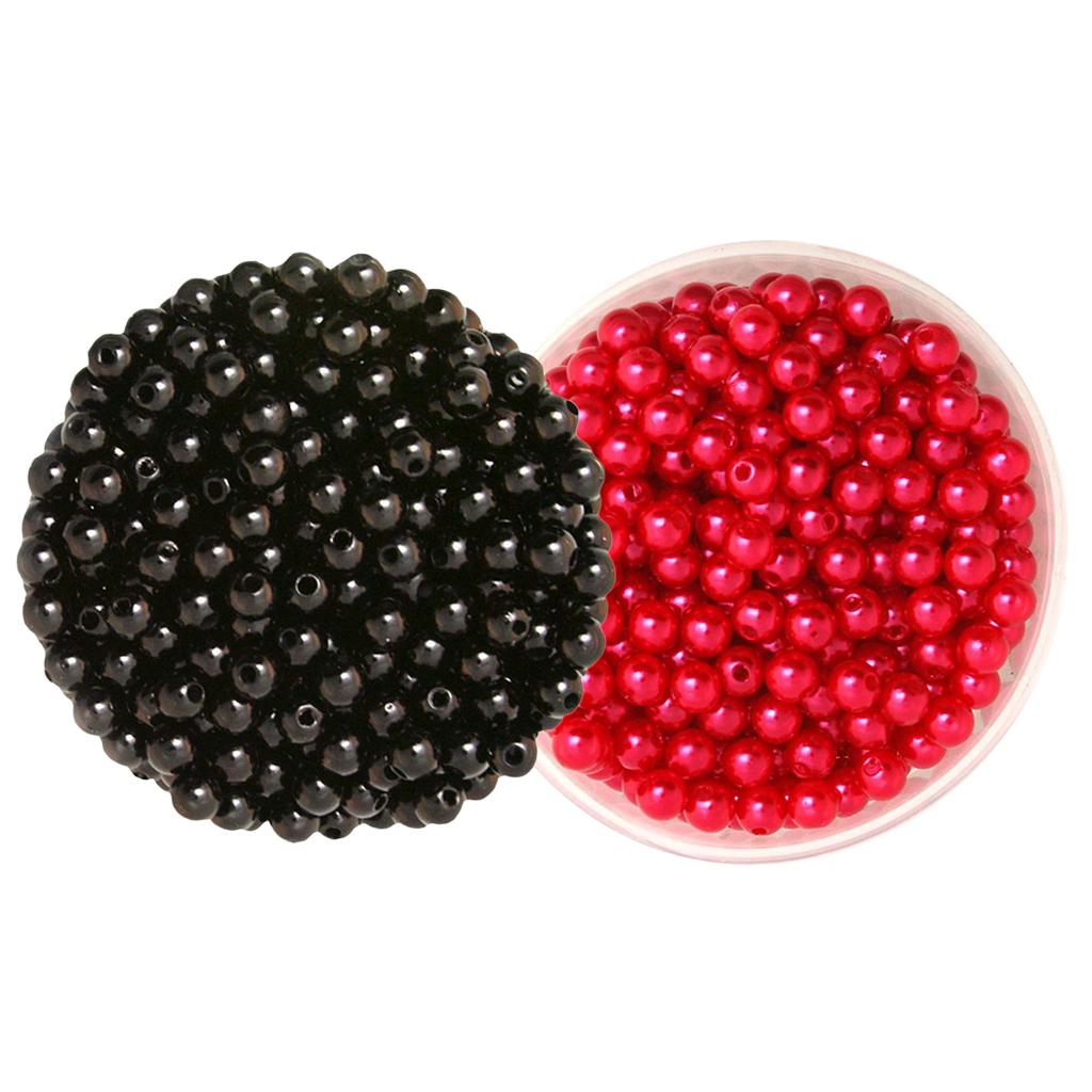 1000 Pieces 6mm Round Plastic Imitation Pearl Spacer Beads Craft Black Red