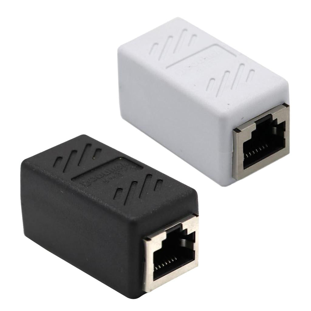 2x Female to Female Network Ethernet LAN Connector Adapter white+Black