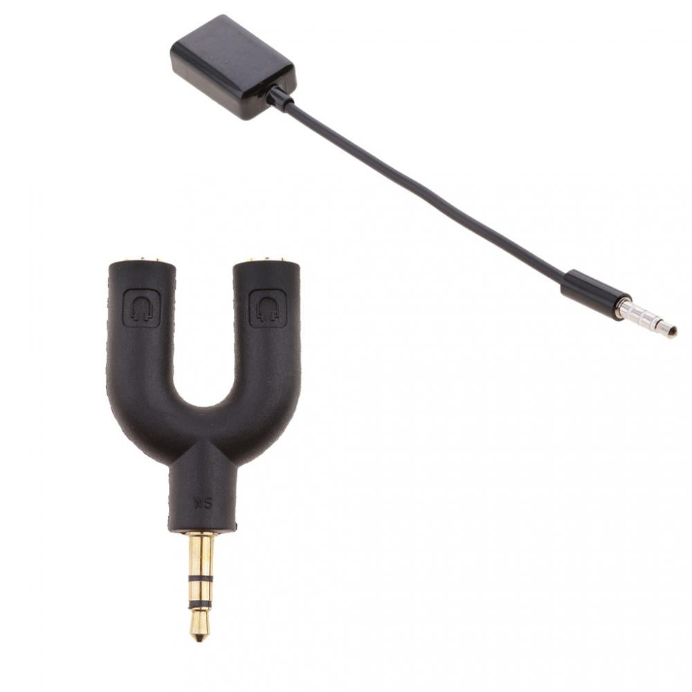 3.5mm Double Jack Audio Splitter and 3.5mm to USB 2.0 M to F Converter Cable