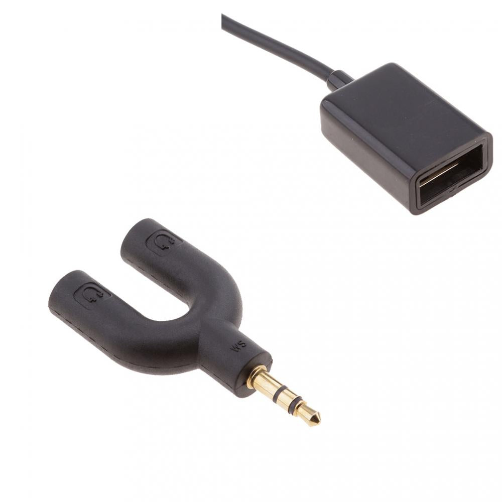 3.5mm Double Jack Audio Splitter and 3.5mm to USB 2.0 M to F Converter Cable