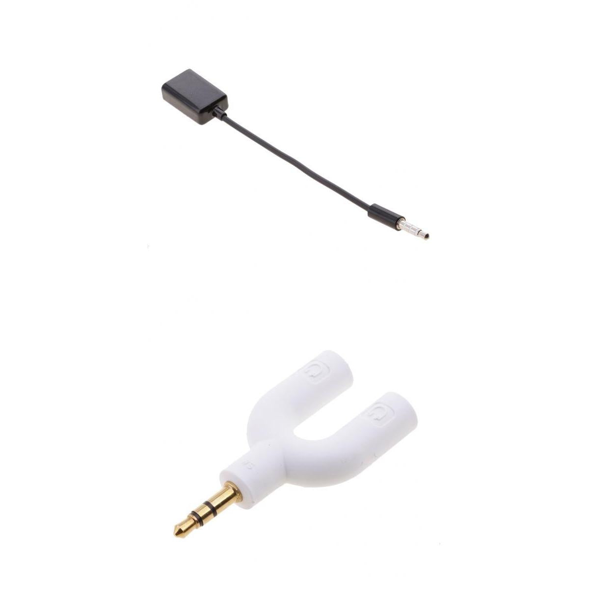 3.5mm Audio Splitter Double Jack and 3.5mm to USB 2.0 M to F Converter Cable