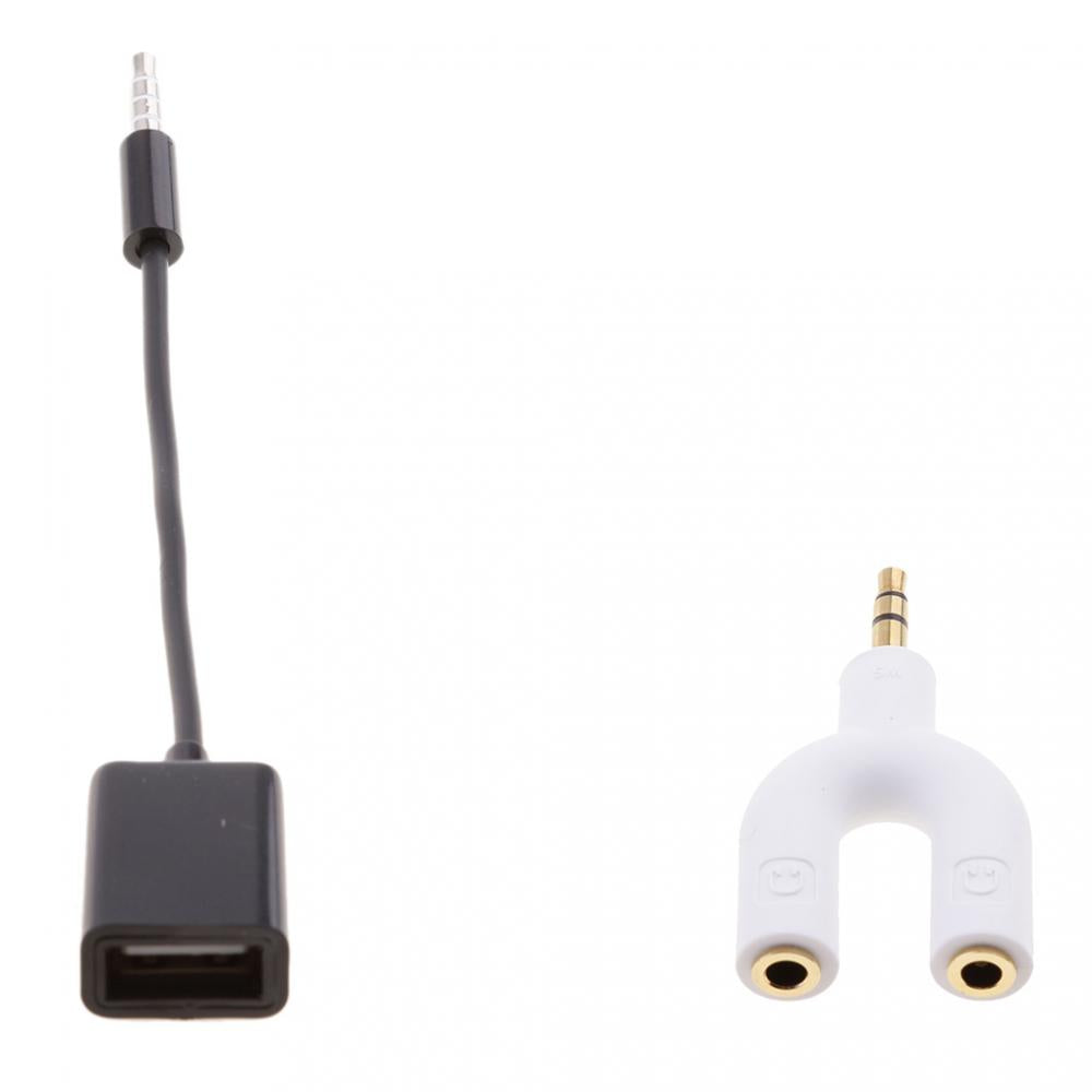 3.5mm Audio Splitter Double Jack and 3.5mm to USB 2.0 M to F Converter Cable