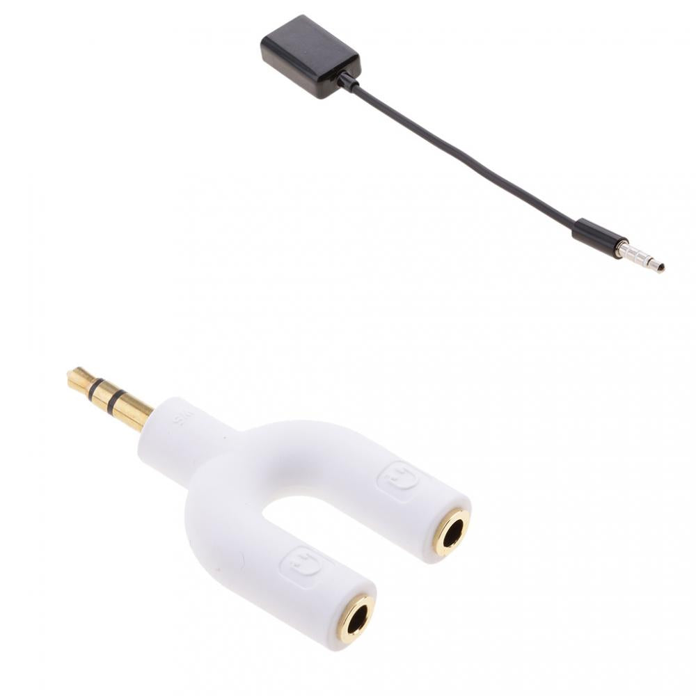 3.5mm Audio Splitter Double Jack and 3.5mm to USB 2.0 M to F Converter Cable