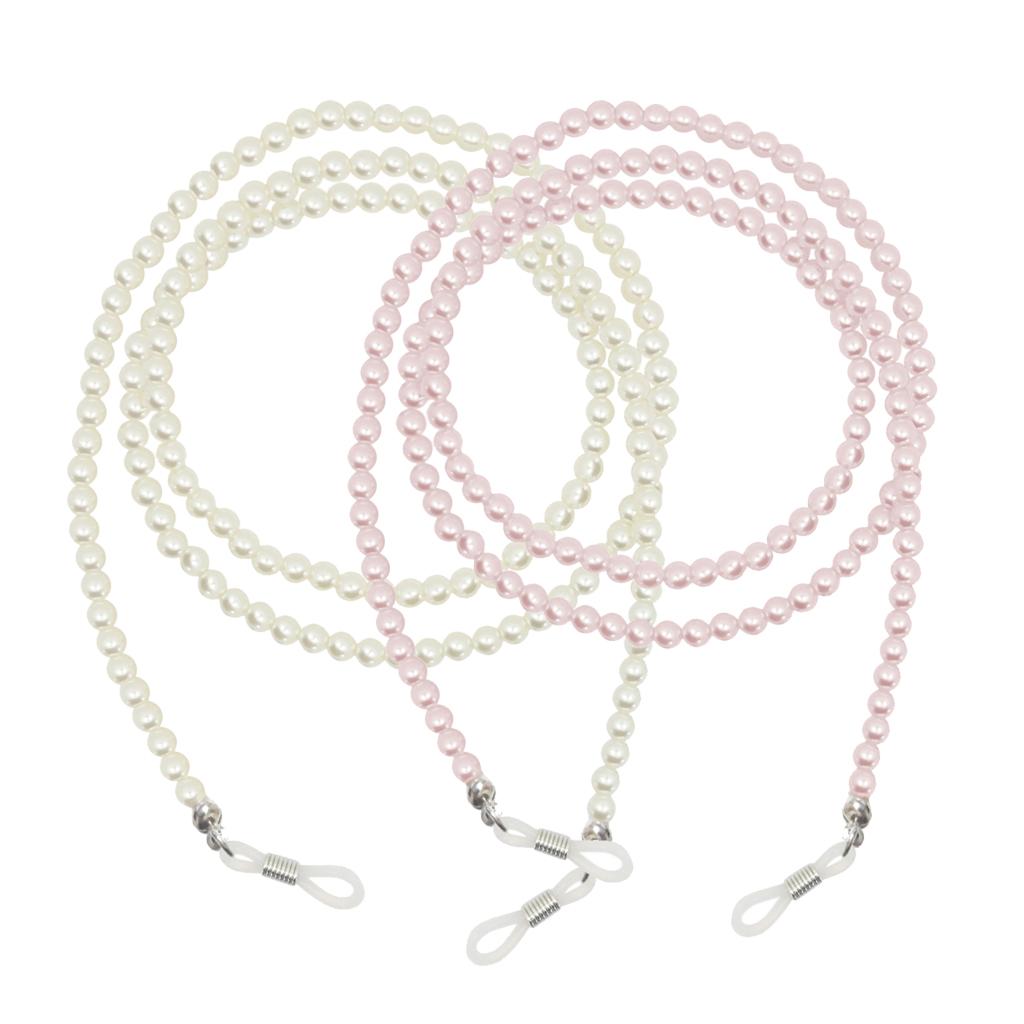 2Pieces Pearl Beaded Eyeglass Chain Sunglasses Holder Strap Lanyard Necklace