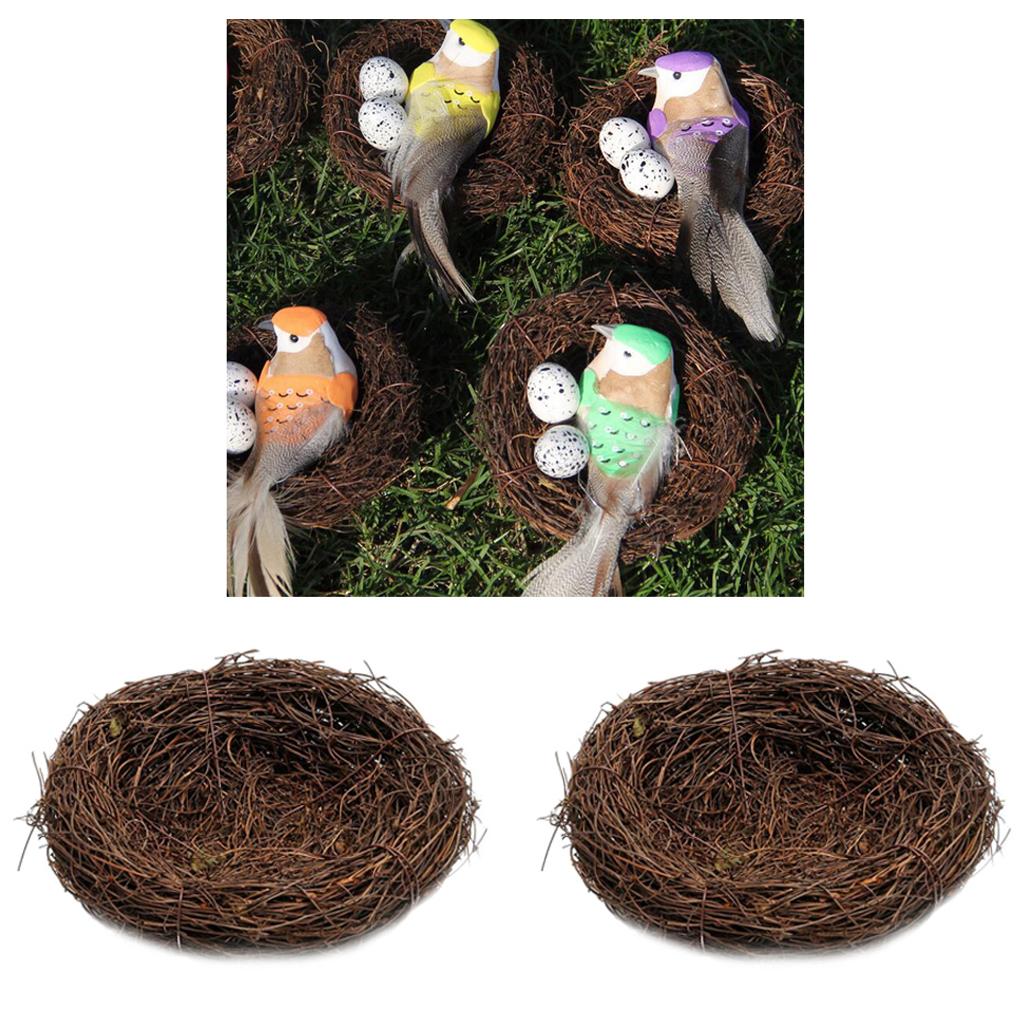 2 Pieces Handmade Vine Bird Nest House Nature Craft Holiday Decoration 10cm