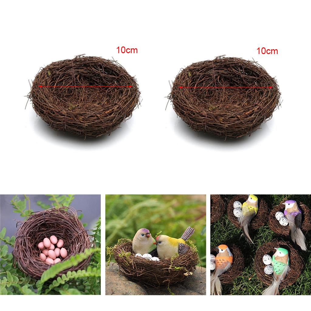 2 Pieces Handmade Vine Bird Nest House Nature Craft Holiday Decoration 10cm