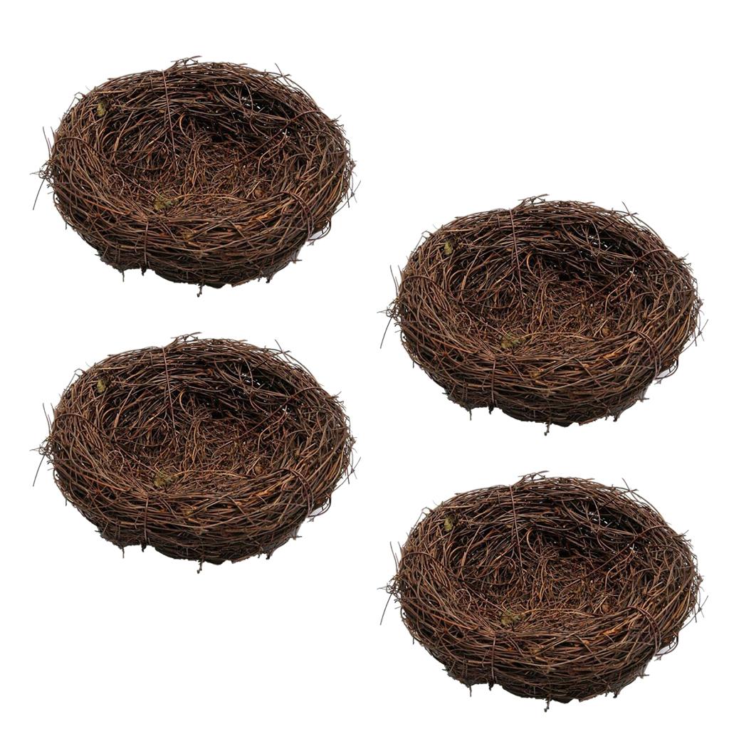 4 Pieces 10cm Handmade Vine Bird Nest House Nature Craft Holiday Decoration