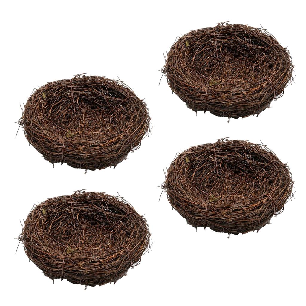 4 Pieces 10cm Handmade Vine Bird Nest House Nature Craft Holiday Decoration