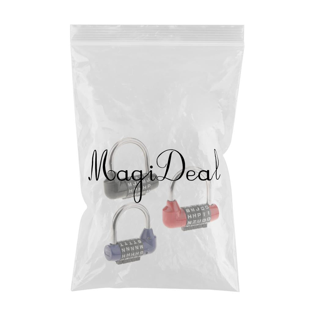 3Pieces Letters Combination Lock Resettable Padlock for Toolboxes Suitcases