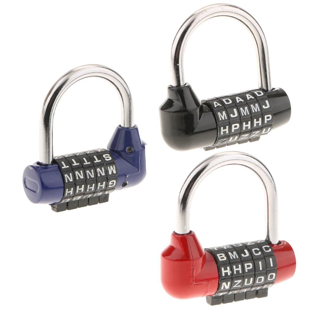 3Pieces Letters Combination Lock Resettable Padlock for Toolboxes Suitcases
