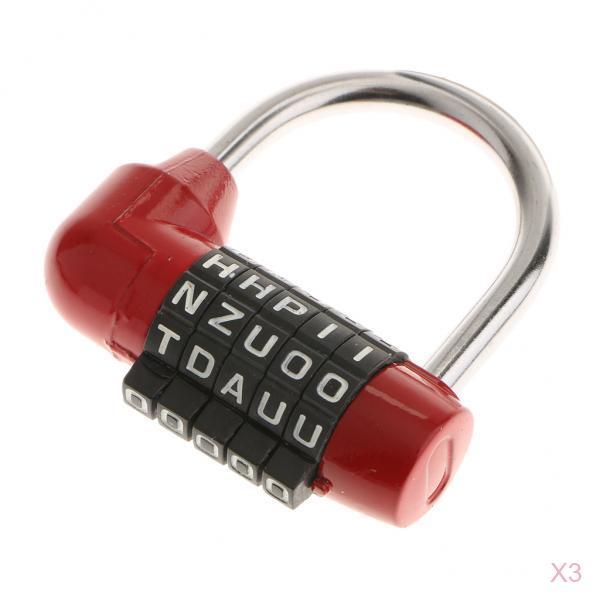 3Pack Letters Combination Lock Resettable Padlock for Toolboxes Suitcases
