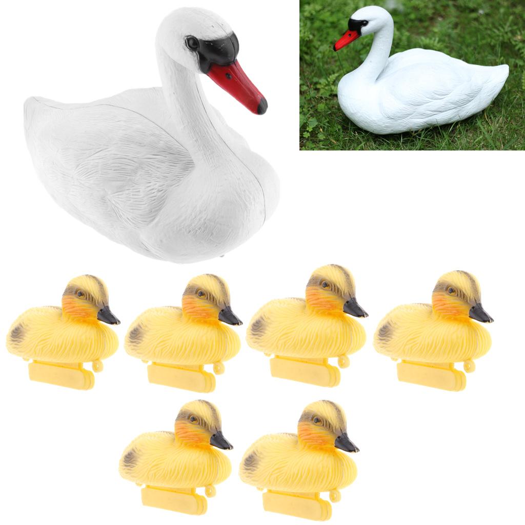 7 Pieces Plastic Floating Swan Duck Decoy for Hunting &Fishing Garden Scarer