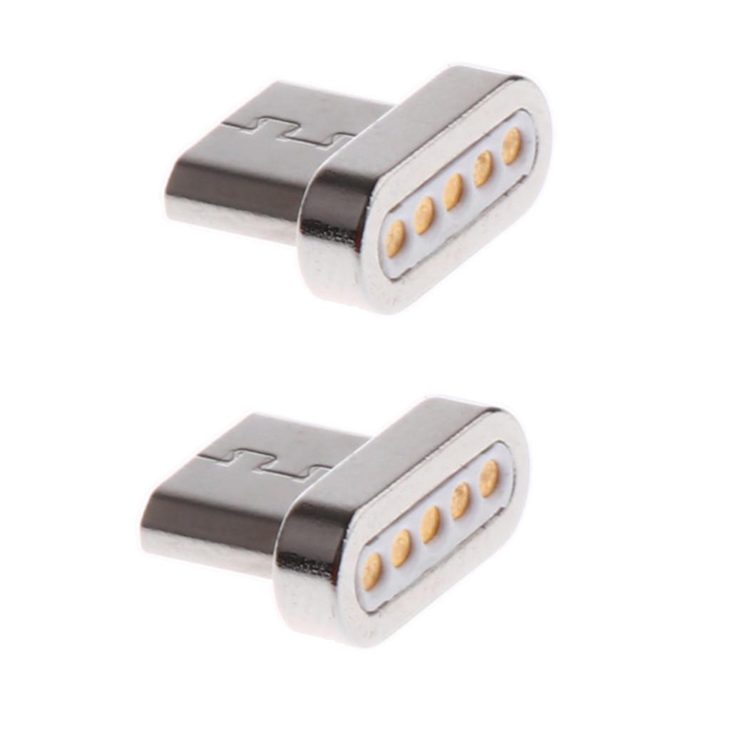 2 Pieces Magnetic Tips Micro USB Adapter Connector Head For Android Phones
