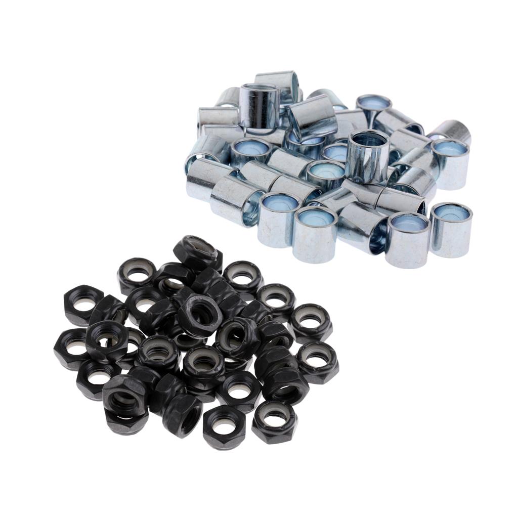 40 Pcs Skateboard Longboard Truck Wheels Axle Nuts Bearings Spacers Hardware