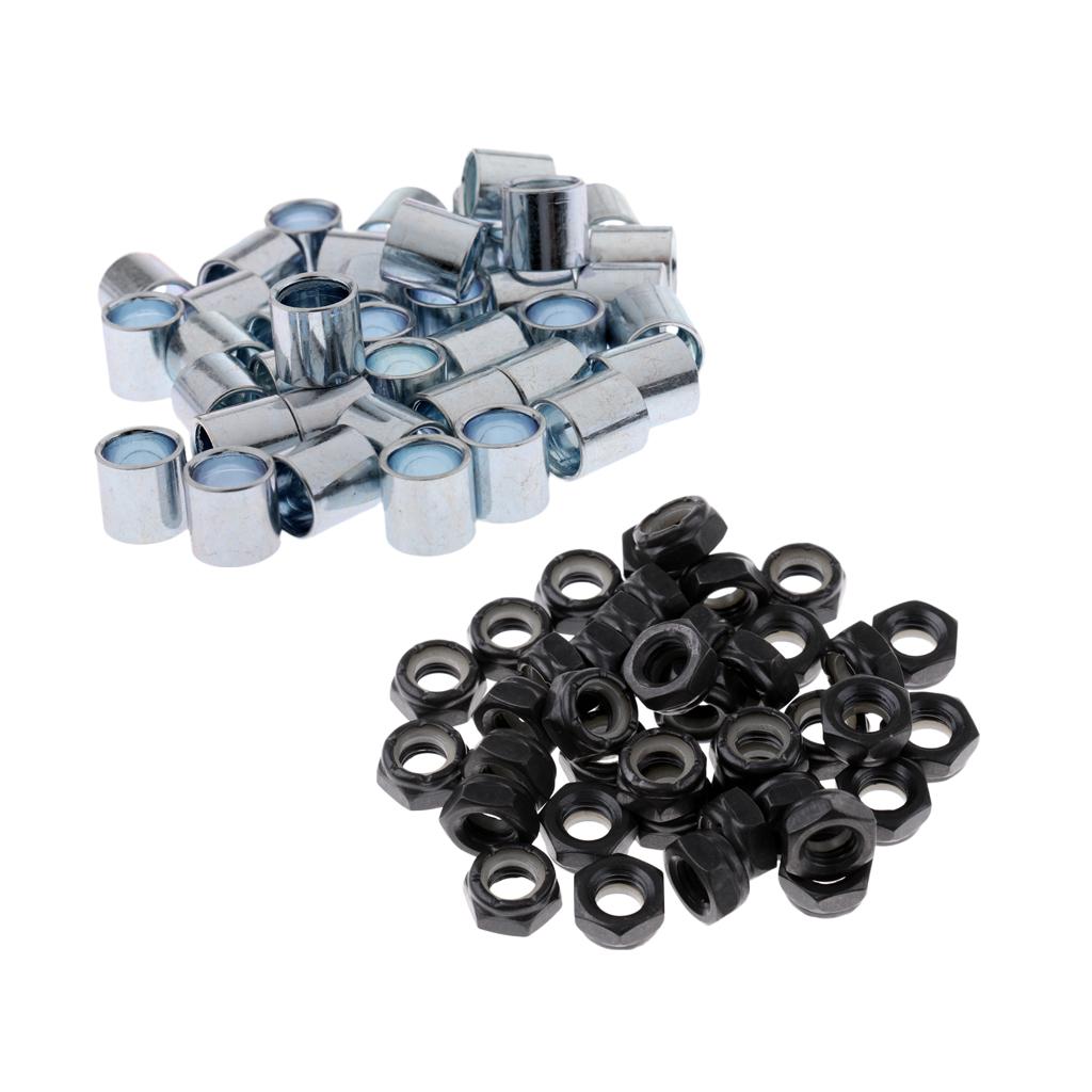 40 Pcs Skateboard Longboard Truck Wheels Axle Nuts Bearings Spacers Hardware