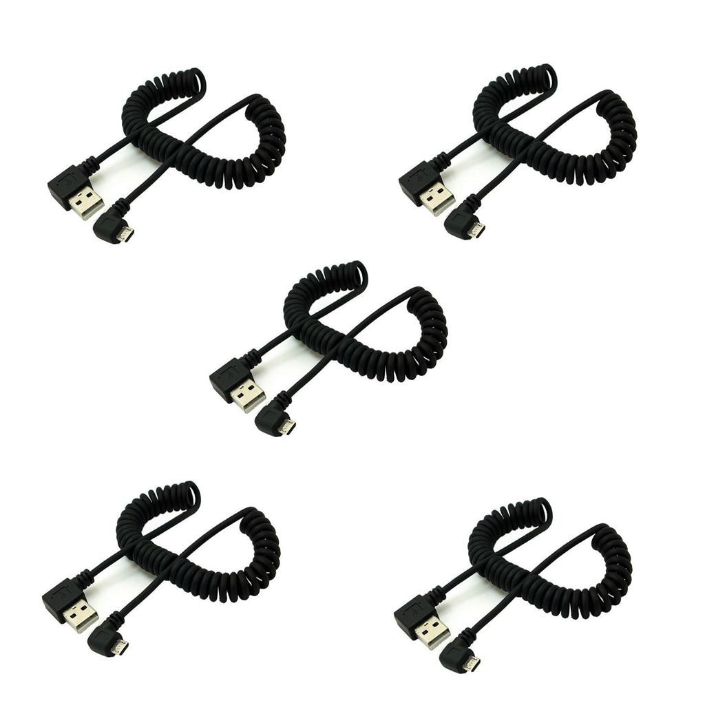 5 Pieces 1m Spring Coiled USB 2.0 Male A to Micro USB 5-Pin Cable Cord Lead