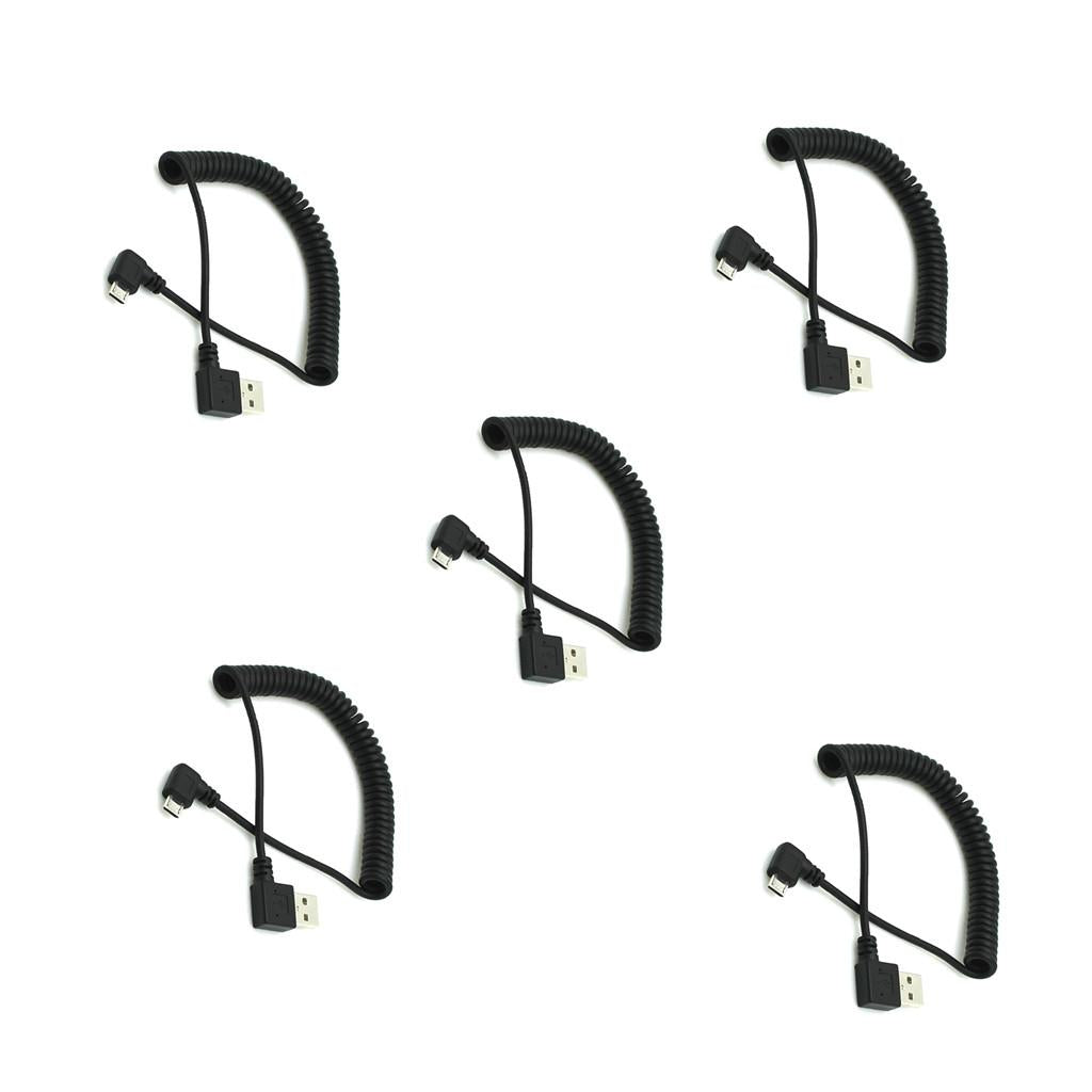 5 Pieces 1m Spring Coiled USB 2.0 Male A to Micro USB 5-Pin Cable Cord Lead