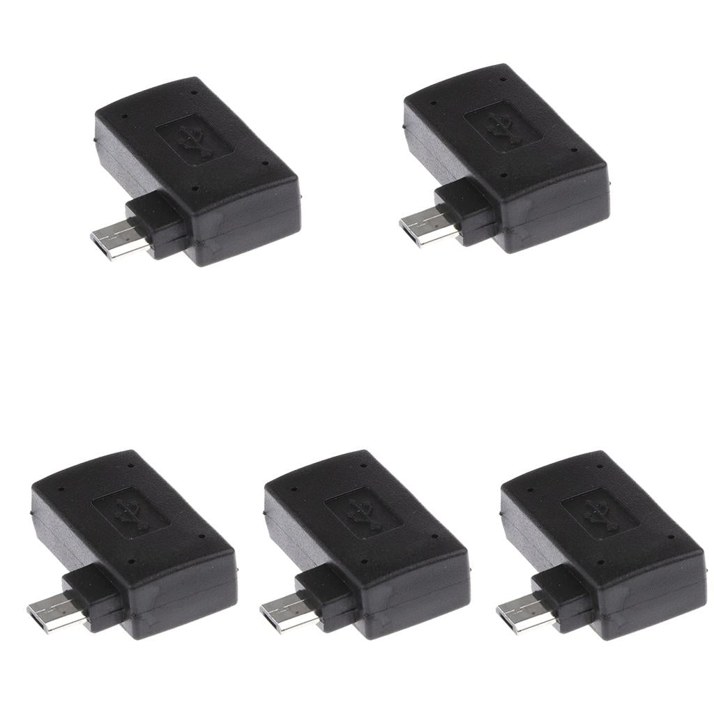 5 Pieces 90 degree Right Angle Micro USB 2.0 OTG Host Adapter with USB Power