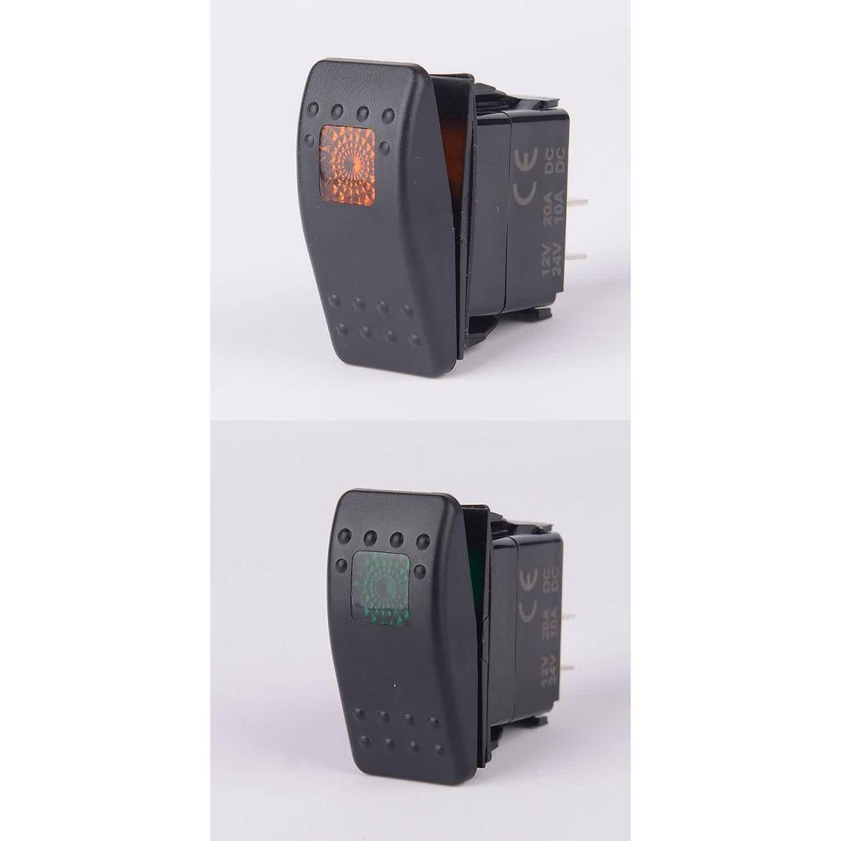 10 Pieces Car Boat 12V 20A Bar Rocker Toggle Switch for Orange &Green Light