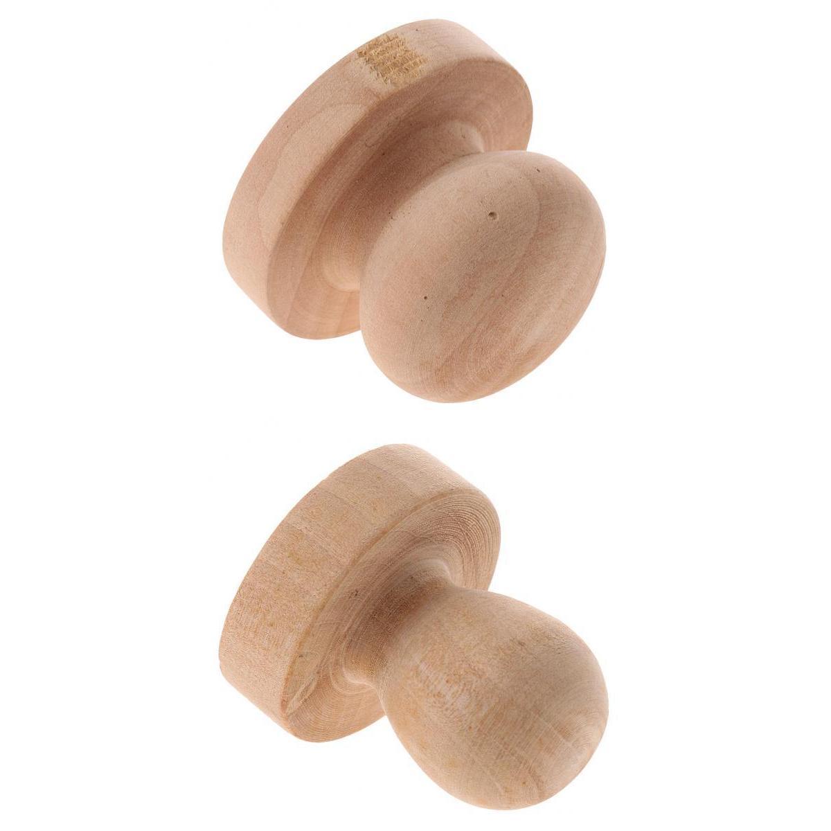 2 Pieces Handmade Polish Wooden Handle Rubber Stamp DIY Stamp Accessories