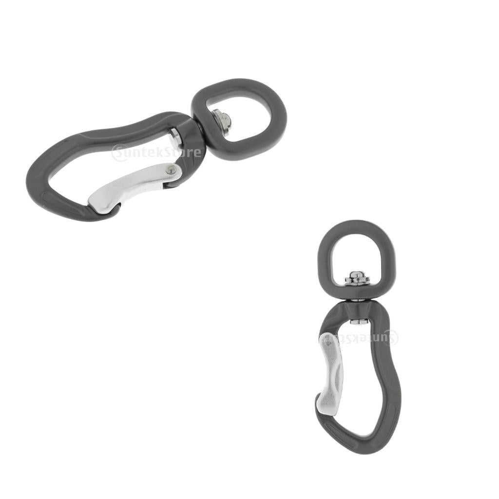 2x 400KG Swivel Eye Snap Hook Carabiner Climbing Backpack Hanging Hook Gray