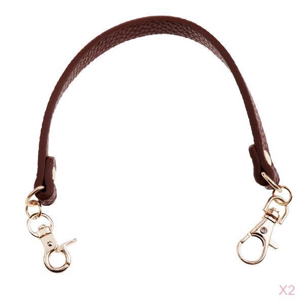 2Pieces PU Leather Short Handbag Bag Strap Replacement Purse Handle Coffee