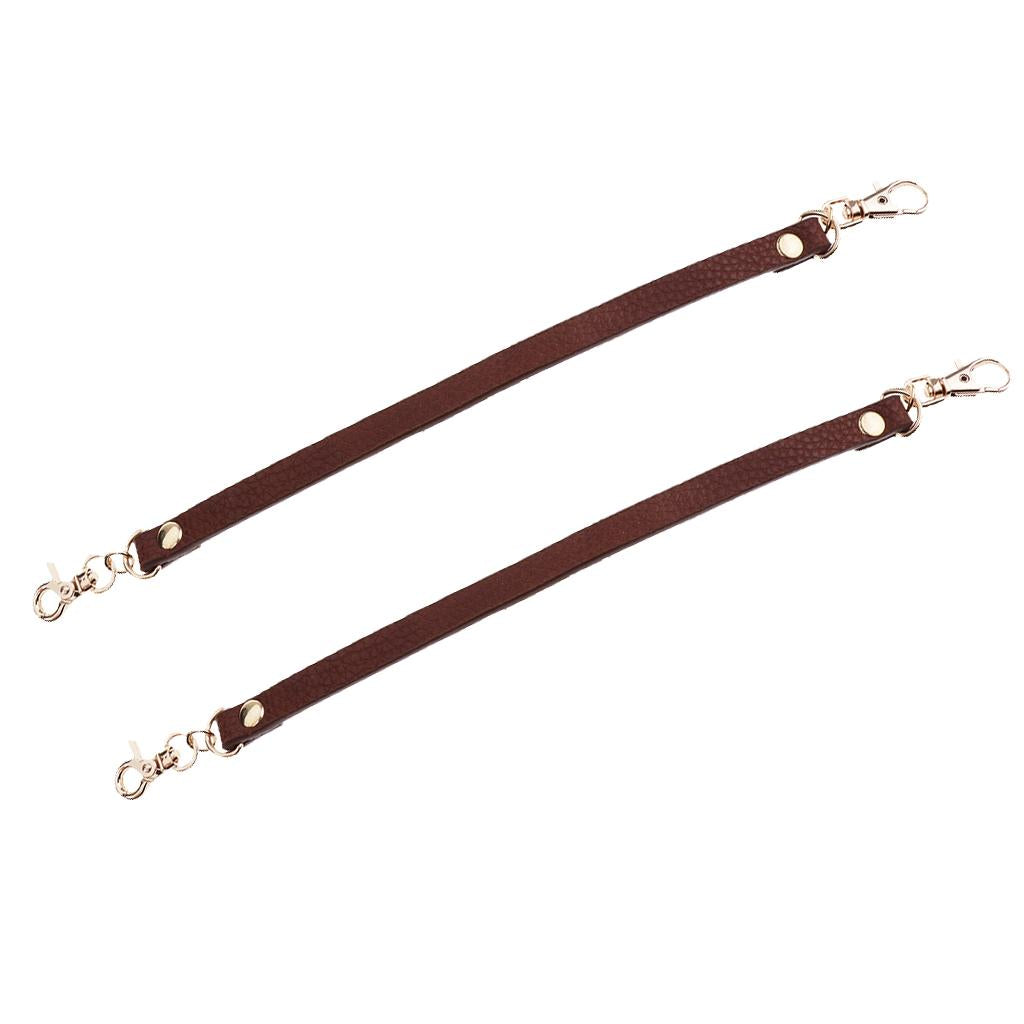 2Pieces PU Leather Short Handbag Bag Strap Replacement Purse Handle Coffee